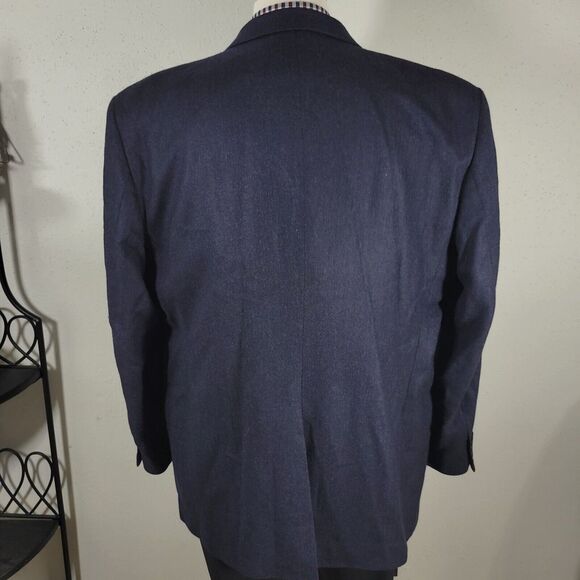 Stafford Men's Sport Coat Blazer Three‎ Button Navy Herringbone Wool Size 46R - Picture 11 of 16